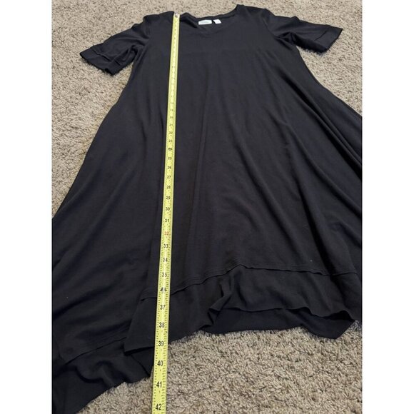 LOGO Lounge Lori Goldstein Black Tshirt Dress Asymmetrical Handkerchief Hem MED - Picture 5 of 8